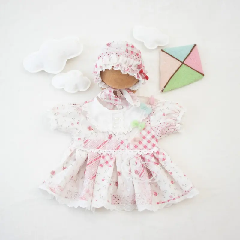 Baby Girl Summer Floral Print Dress Hat Set - Photography Props - Image 4